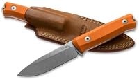 B40 G10 Orange Bushcraft-Messer braune Lederscheide