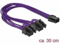 Delock Strom Adapter PCIe PCI Express 6 pol auf 2x 8pol PCIe 30cm violett Textil