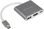 SilverStone SST-EP08C - USB 3.1 Typ-C Adapter auf HDMI/USB Type C/USB Type A - silber