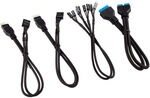Corsair Premium Sleeved Frontpanel Kabel Verl&auml;ngerungskit, schwarz ZUAD-1040