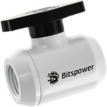 Bitspower Absperrhahn 2x IG 1/4 Zoll, schwarzer Griff - wei&szlig; WAZU-646