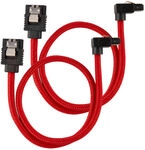 Corsair Premium Sleeved SATA-Kabel gewinkelt, rot 30cm - 2er Pack ZUAD-1054