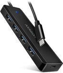 AXAGON HUE-C1C Superspeed USB-C Travel Hub, 4x USB 3.0 - 20cm, schwarz ZUUS-680