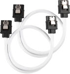 Corsair Premium Sleeved SATA-Kabel, wei&szlig; 30cm - 2er Pack ZUAD-1045