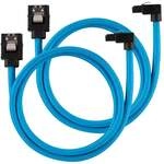 Corsair Premium Sleeved SATA-Kabel gewinkelt, blau 60cm - 2er Pack ZUAD-1059