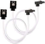 Corsair Premium Sleeved SATA-Kabel gewinkelt, wei&szlig; 30cm - 2er Pack ZUAD-1053