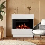 Noble Flame LIMA Standkamin [moderner Design Elektrokamin]: Wei&szlig; - mit wei&szlig;en