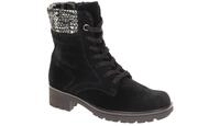 Gabor 71.771.17 Damen Stiefeletten Schwarz/Wei? Velour Leder Fu?bett Textil