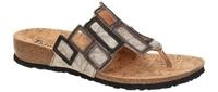 Think 1136 Damen Pantoletten Taupe/Grau Echtleder Glattleder Fu?bett Keilabsatz