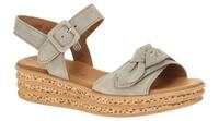 Gabor 84.553.11 Damen Sandalette Schilf Gr?n Riemchen Wedge Plateau Sandale