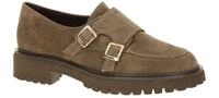Paul Green Damen Slipper 1240-001 Earth Braun Echtleder Double Monk Loafer