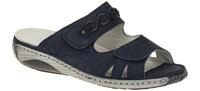 Waldl?ufer 210504 Garda Damen Pantoletten Blau Marine Echtleder Massage-Fu?bett