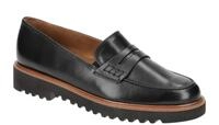 Paul Green Damen Slipper 2694-010 Schwarz Schwarzes Echtleder mit braunem Rahmen