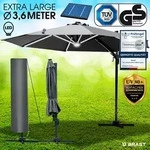 Alu Ampelschirm 360cm grau mit LED-Beleuchtung