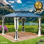 Alu Pavillon PAGODE 3,5x3,5m beige mit Moskitonetz