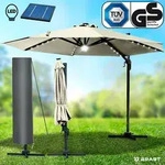 Alu Ampelschirm 300cm beige mit LED-Beleuchtung