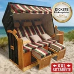 XXL Strandkorb 3-Sitzer USEDOM rot/gr&uuml;n/beige kariert