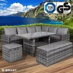Poly-Rattan Eck Sitzgruppe ECO grau/anthrazit