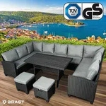 Polyrattan Garten Sitzgruppe FAMILY schwarz/grau