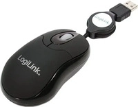 LogiLink ID0016, LogiLink Mouse optisch USB Mini mit Kabeleinzug, schwarz...