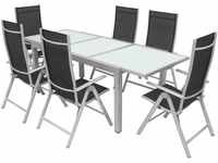 VILLANA Sitzgruppe, silber/schwarz, Alu/Textil, Tisch 160/220 cm, 6