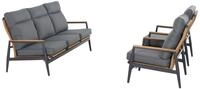 Siena Garden Roma Gartenlounge, grau, Aluminium &amp; Teakholz FSC, 85x205 cm,