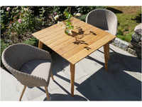 Ploß Wellington Design-Loft-Tisch, Natur, Premium-Teak, 100x100 cm,
