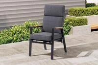 OUTFLEXX Stapelsessel, anthrazit matt, Alu/Polyester, 71,5x59x106 cm, Teak Armlehnen,