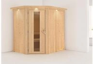 KARIBU Systemsauna Saja, Fichtenholz 68mm, Eckeinstieg, ca. 2,7m&sup2; 85895