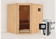 KARIBU Systemsauna Lilja, Fichtenholz 68mm, Eckeinstieg, ca. 3m&sup2; 85960