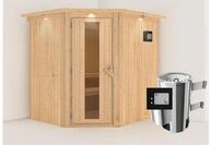KARIBU Systemsauna Lilja, Fichtenholz 68mm, Eckeinstieg, ca. 3m&sup2; 85956