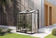 OUTFLEXX Verde Comfort Anlehn-Gew&auml;chshaus, schwarzer Rahmen, Aluminium/Polycarbonat,