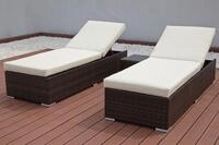 OUTFLEXX 2er-Set Sonnenliegen, braun marmoriert, Polyrattan, je 200x70x45cm, mit