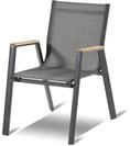 Hartman Aruba Stapelsessel, xerix/anthrazit, Alu/Textilene, mit Armlehnen aus Teak