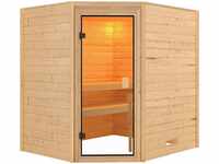 KARIBU Sauna Mia, Fichtenholz 38 mm, Eckeinstieg, ca. 2,9m² 51160