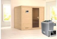 KARIBU Massivholzsauna Sonara, Fichtenholz 40mm, Fronteinstieg, ca. 4,3m&sup2; 59745