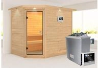 KARIBU Massivholzsauna Tanami, Fichtenholz 40mm, Eckeinstieg, ca. 2m&sup2; 59751