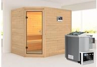 KARIBU Massivholzsauna Tanami, Fichtenholz 40mm, Eckeinstieg, ca. 2m&sup2; 59750