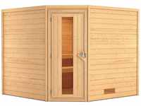 KARIBU Sauna Leona, Fichtenholz 38 mm, Eckeinstieg, ca. 5m² 71490