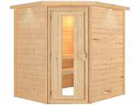 KARIBU Sauna Mia, Fichtenholz 38 mm, Eckeinstieg, ca. 2,9m² 71440