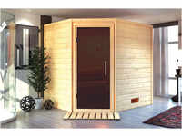 KARIBU Sauna Mia, Fichtenholz 38 mm, Eckeinstieg, ca. 2,9m² 71441