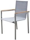 OUTFLEXX Gartensessel, silber, Edelstahl/Textilene, Armlehnen aus Teak, 56x62x88cm