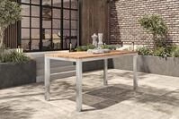 OUTFLEXX Esstisch, silber/natur, Edelstahl/ recyceltes Teak, 200x100cm, rustikal