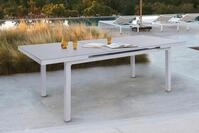 OUTFLEXX Premium Ausziehtisch, silber/grau, Alu/Glas, 180/240x100cm, automatischer