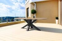 OUTFLEXX Belgium Esstisch, dark grey/natur, Alu/recyceltes Teak, 220x100x78cm,