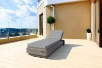 OUTFLEXX Rollliege, grau, Polyrattan, 200x70x27,5cm, R&uuml;ckenlehne 5-fach verstellbar
