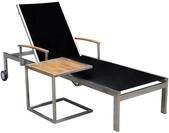 OUTFLEXX Sonnenliegen-Set, schwarz, Edelstahl/Teak, 195,5x74x35cm, mit Armlehnen,
