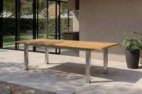 OUTFLEXX Ausziehtisch, Edelstahl/recyceltes Teak, 200/260x100cm, rustikal geb&uuml;rstet,