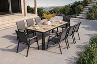 OUTFLEXX Tallinn Garten-Essgruppe mit 8 Stapelsesseln, anthrazit matt/natur,