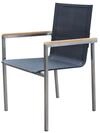 OUTFLEXX Gartensessel, schwarz, Edelstahl/Textilene, Armlehnen aus Teak, 56x67x88cm